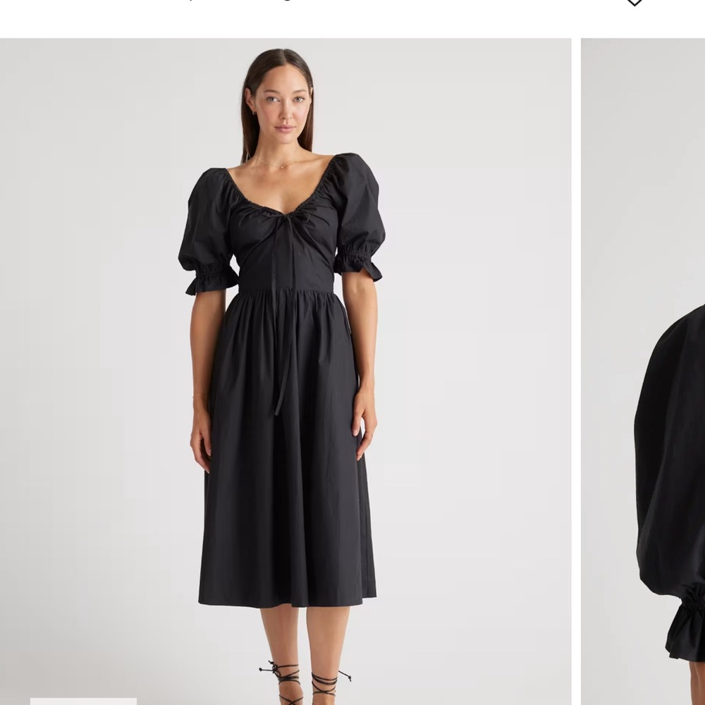 Quince 100% Organic Cotton Puff Sleeve Midi Dress